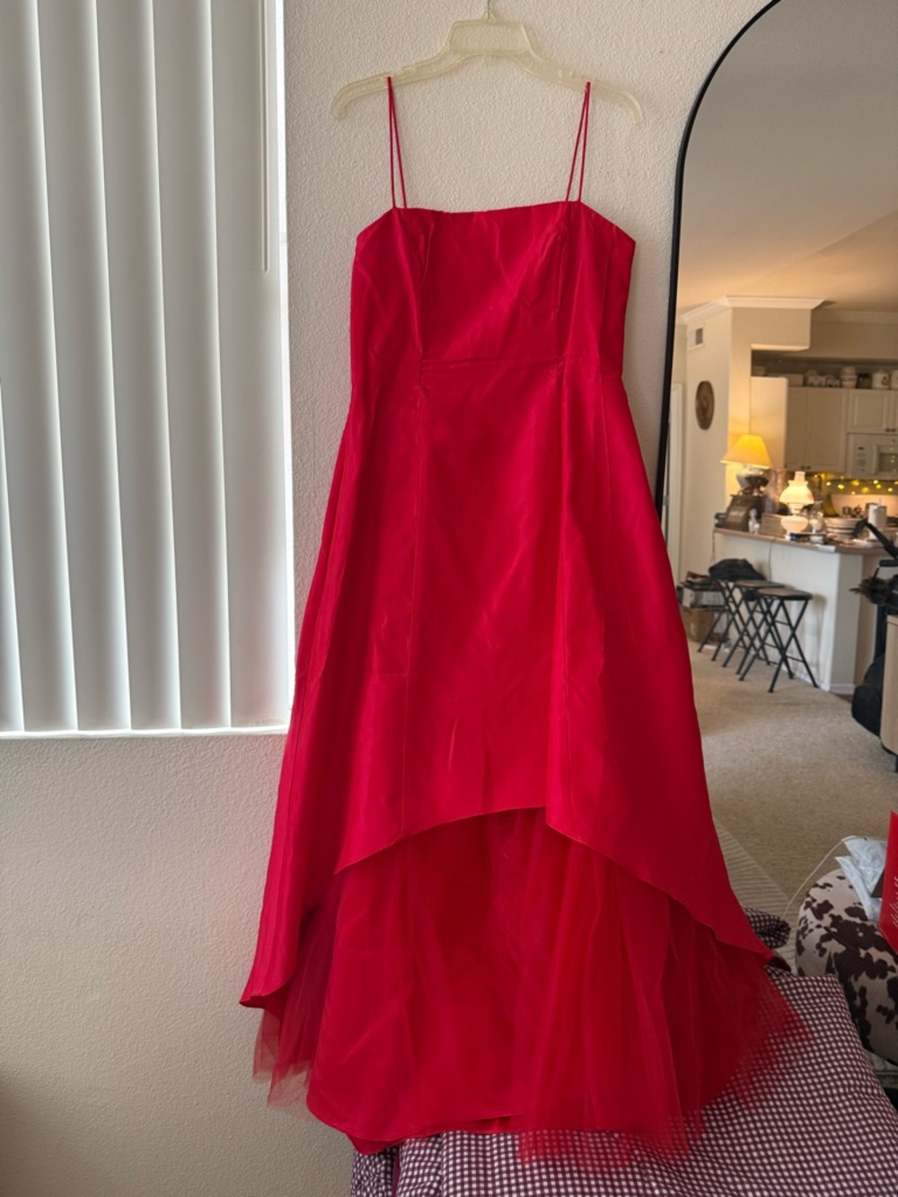 Vintage Betsy Adam Red Satin Dress Spaghetti Strap Midi Size 14